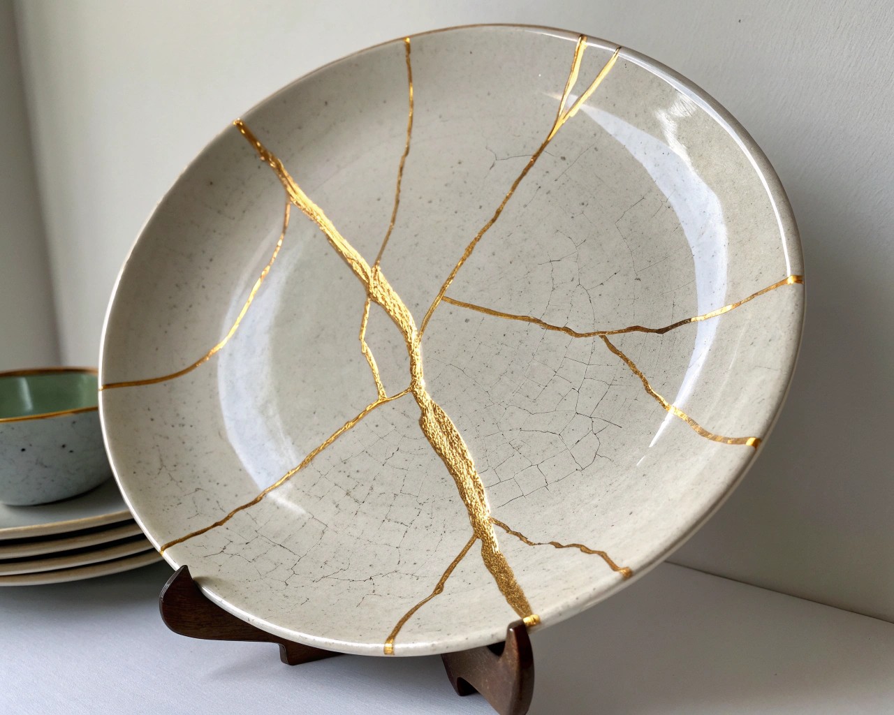 Kintsugi als kunstvolle Reparaturtechnik für Keramik.